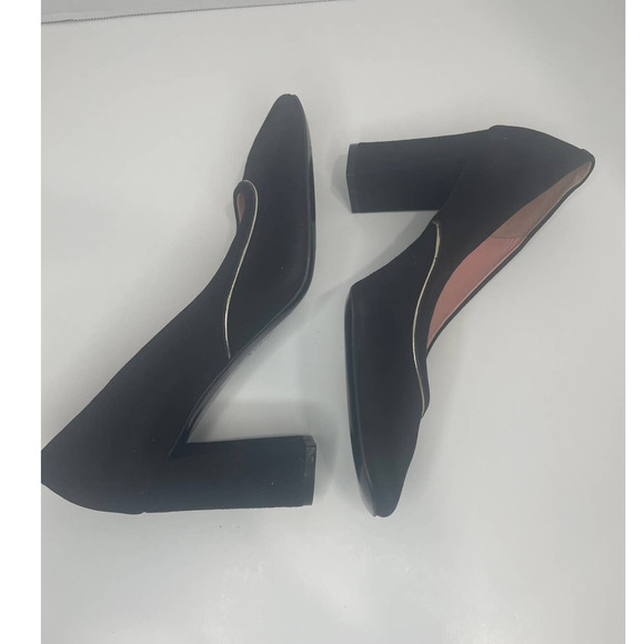 Reed Evins Black Suede Piped Pump Women's Heels 6M New in Box - Picture 10 of 12
